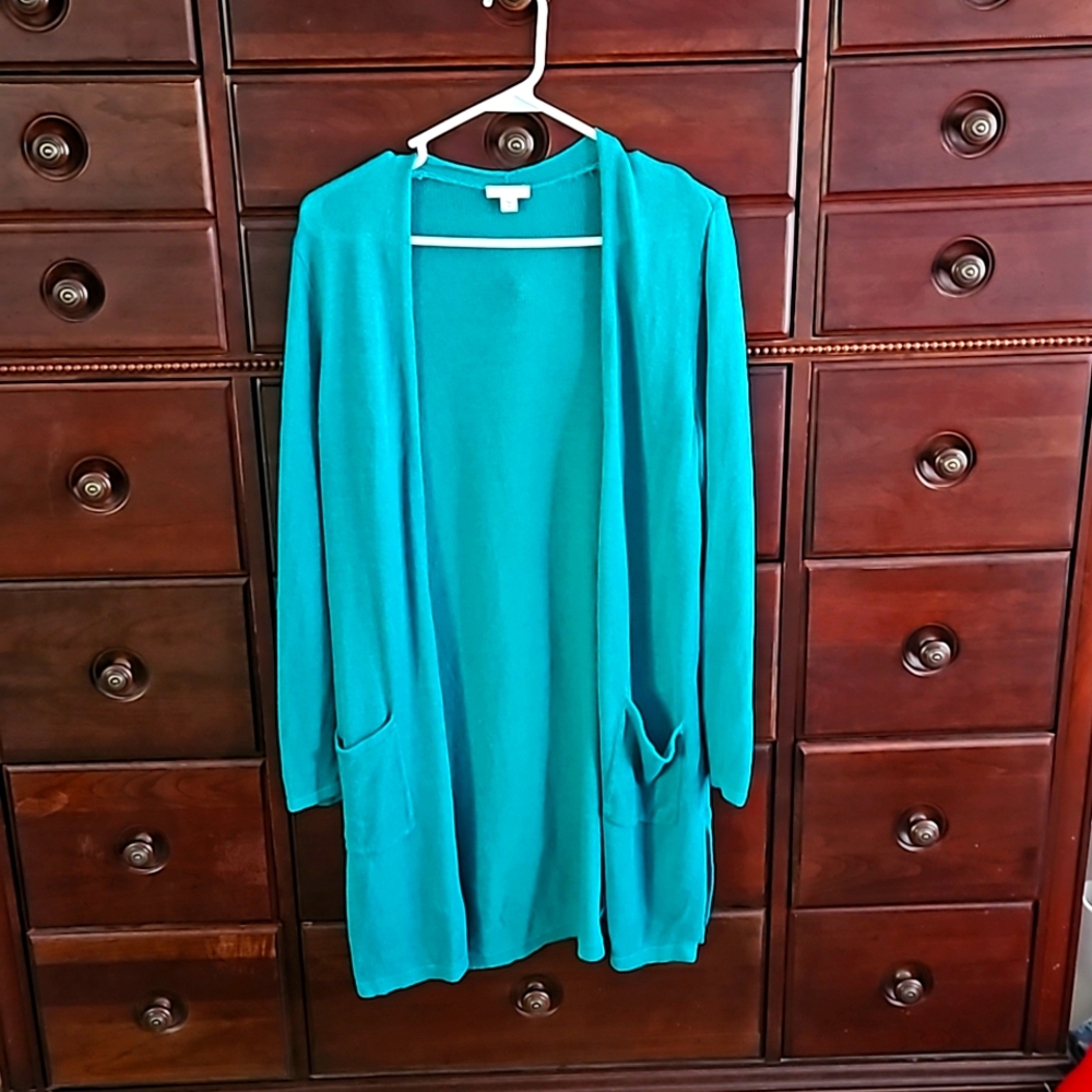 Women's J.Jill Sweater Cardigan Size Medium Teal Blue